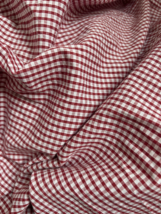 Small burgundy gingham headband