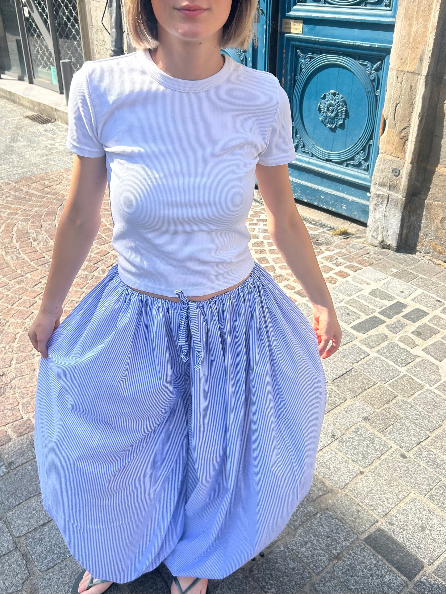 Pantalon Rayé Bleu