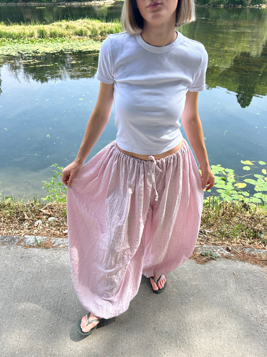 Pantalon Seersucker Rose Pale