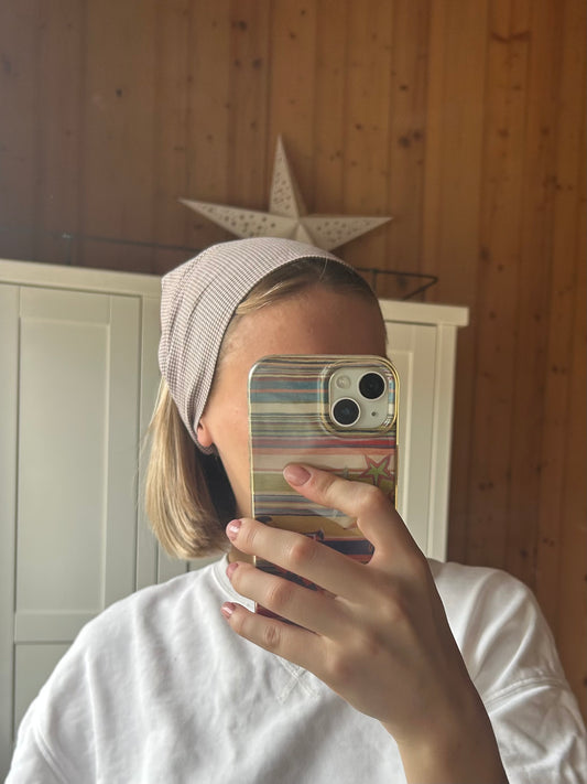Small brown gingham headband