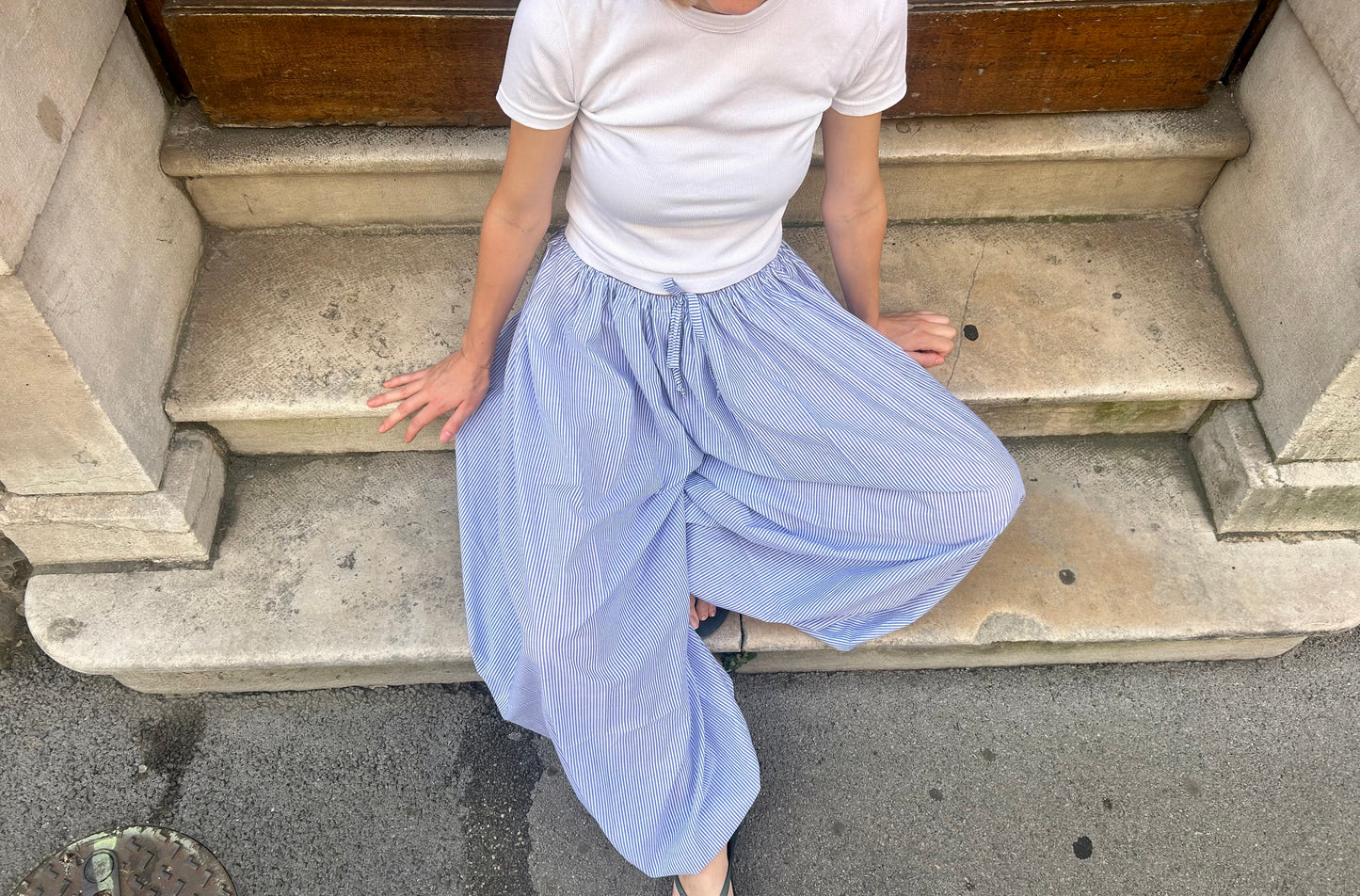 Pantalon Rayé Bleu
