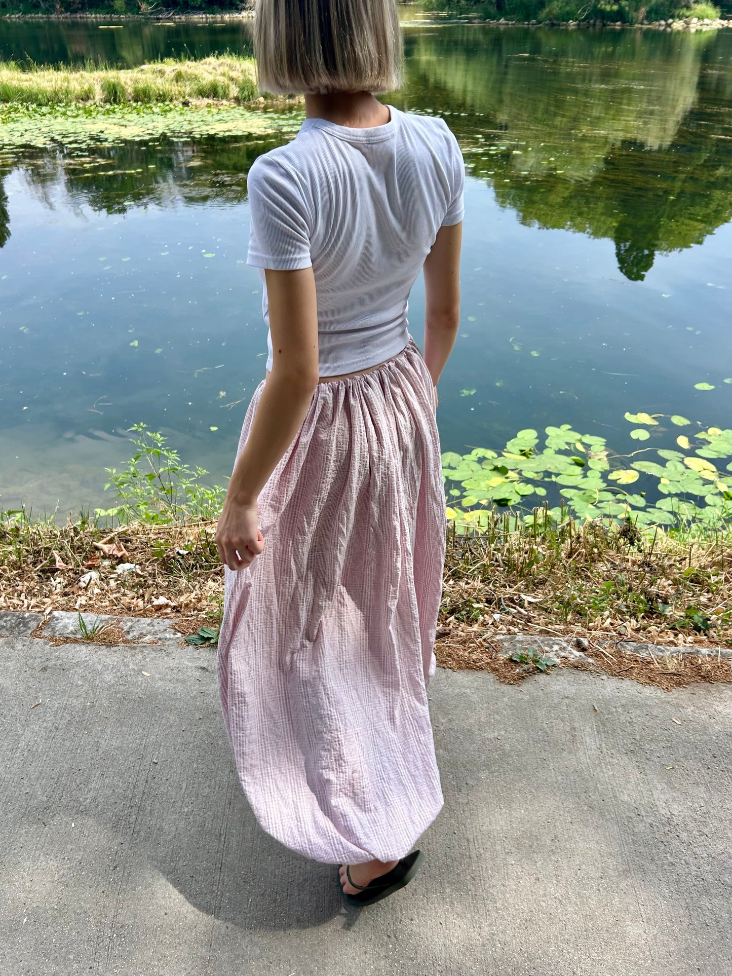 Pantalon Seersucker Rose Pale