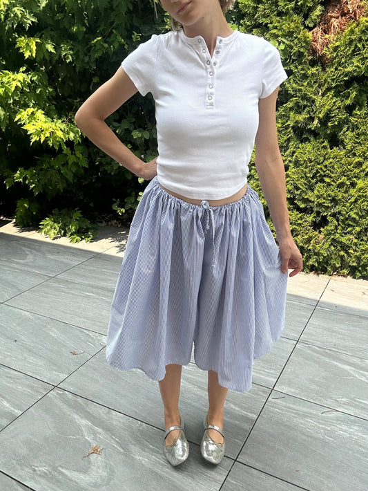 Blue Striped Bermuda Shorts