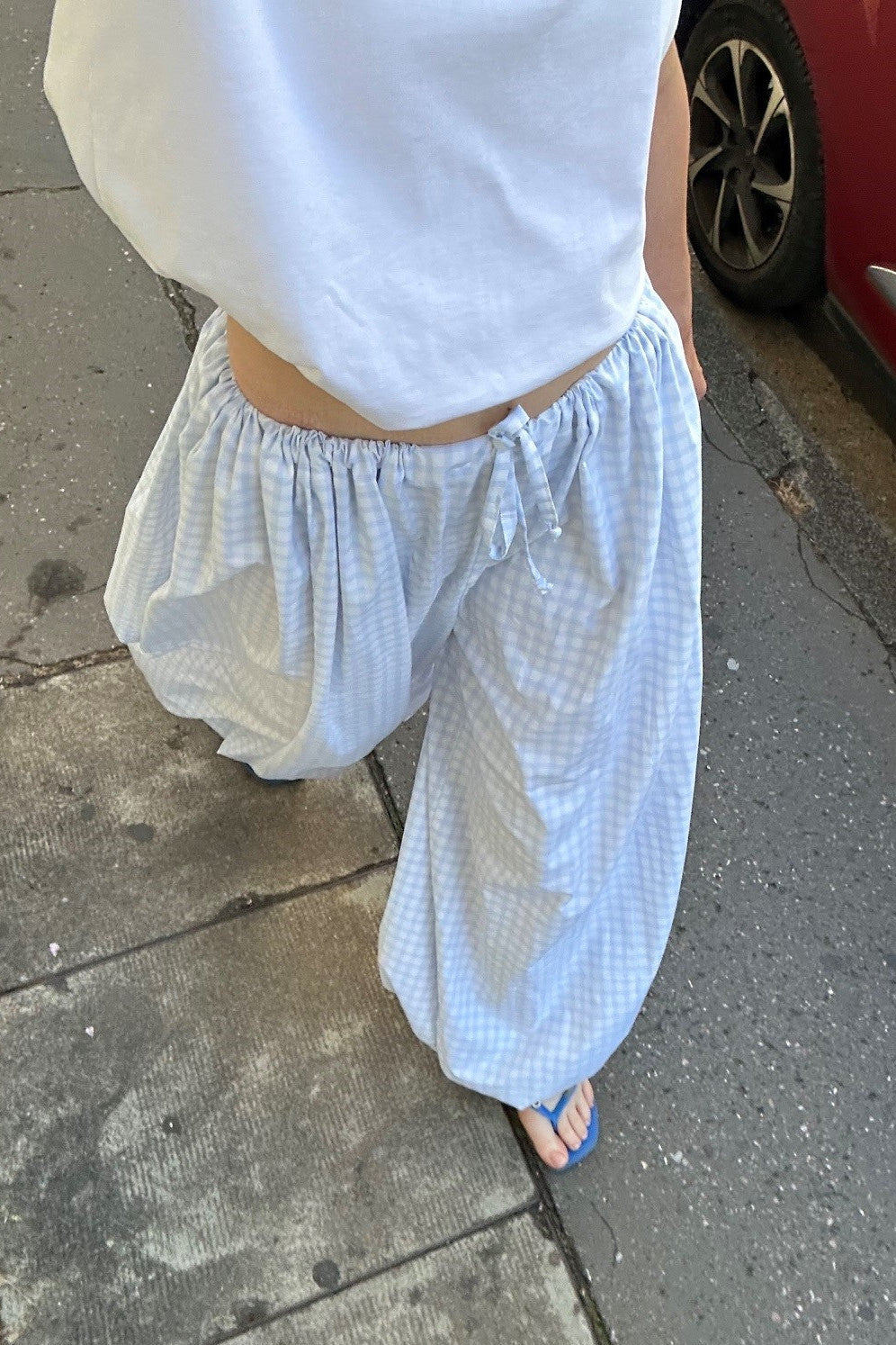 Pantalon Carreaux Baby Blue